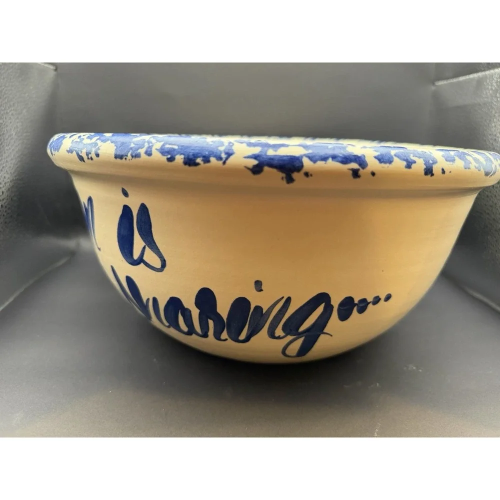 Vintage Spongeware Popcorn Bowl 